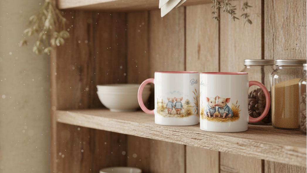 Schweinchen Tasse als Geschenkidee für Partner, beste Freundin oder Herzensmenschen mit Better Together Botschaft