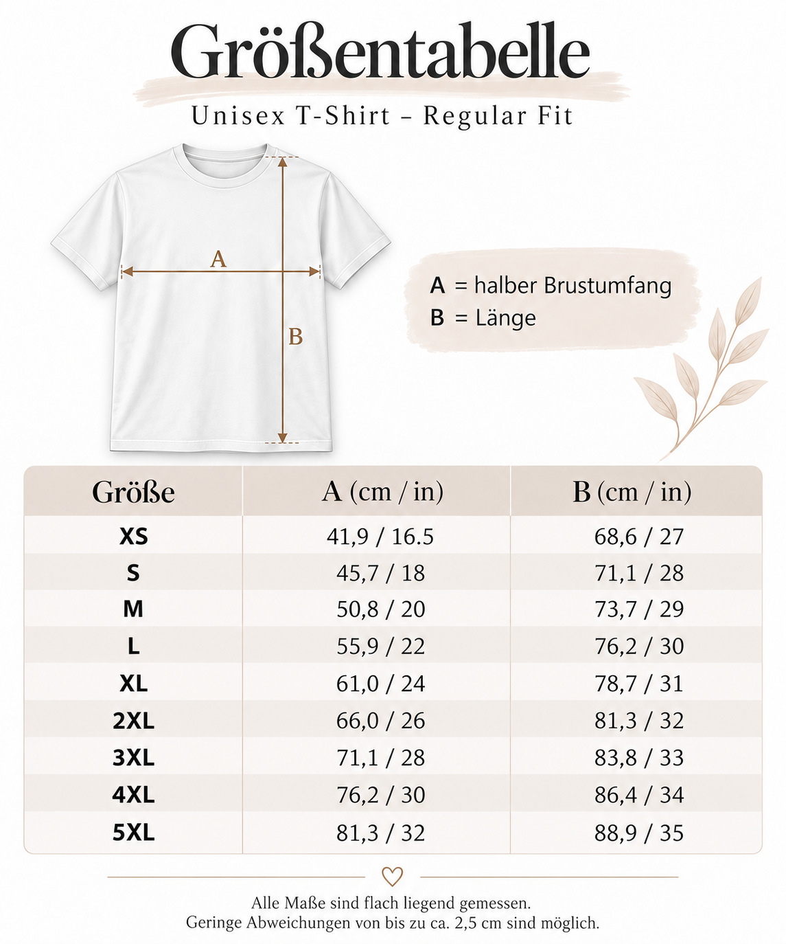 Größentabelle für das maritime Unisex T-Shirt mit Sylt-Motiv zur Auswahl der passenden Konfektionsgröße. Beachten Sie die aufgeführten Körper- beziehungsweise Kleidungsmaße.