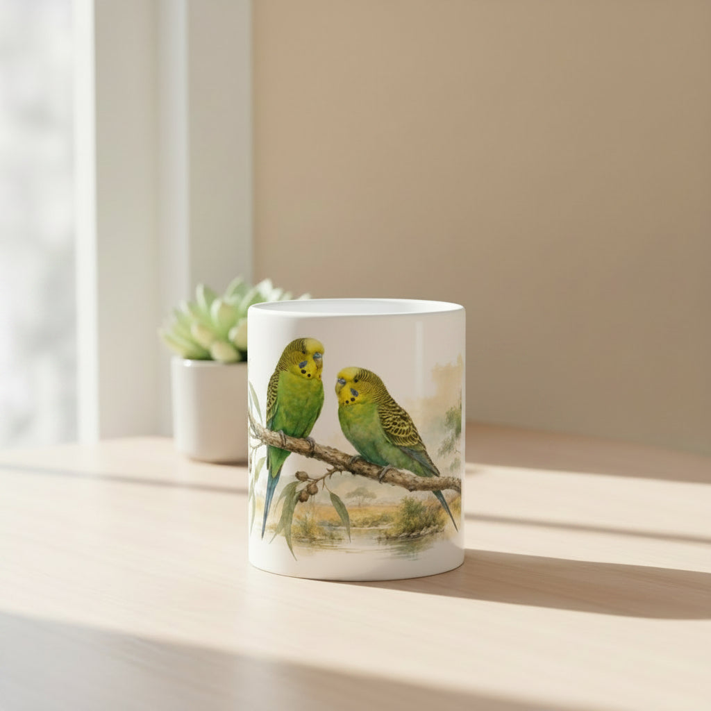 Vogel Tasse mit Wellensittich Motiv für Tierliebhaber, Vogelhalter und Naturfreunde