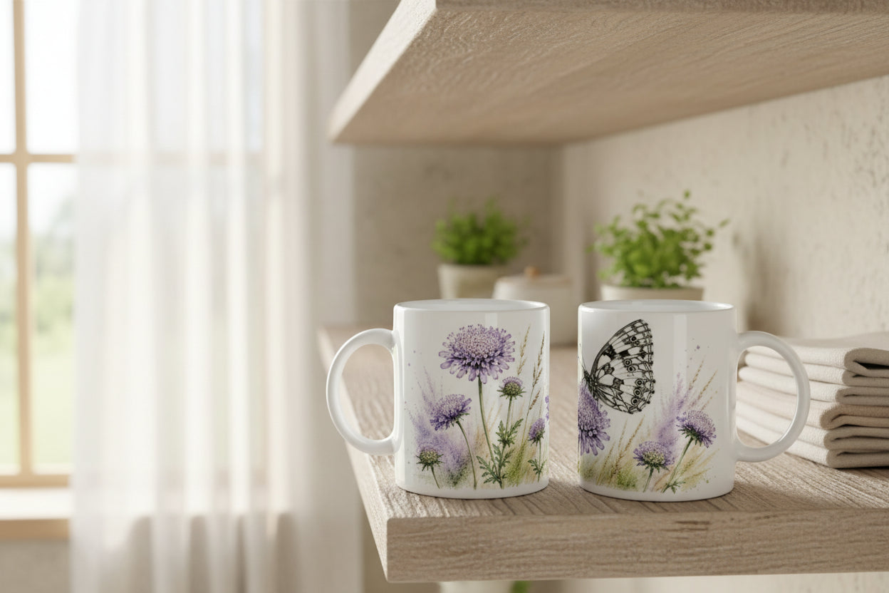 Schmetterlingsmotiv mit Wildblumen und sommerlicher Wiesenstimmung