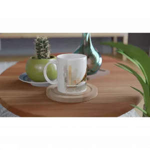 Spatz Tasse 330ml mit zwei Sperlingen im Aquarell-Gouache-Stil auf weißer Keramik