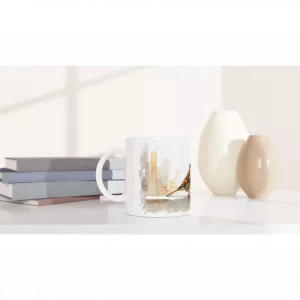 Spatz Tasse 330ml mit zwei Sperlingen im Aquarell-Gouache-Stil auf weißer Keramik