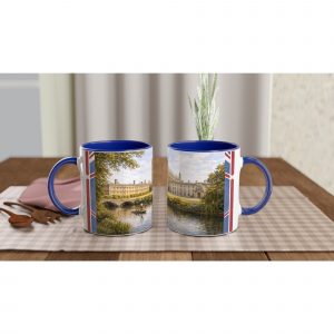 Cambridge Aquarell Tasse 330 ml aus der Serie English City Portraits mit Colleges, River Cam, Altstadt und dezenten England-Flaggenelementen