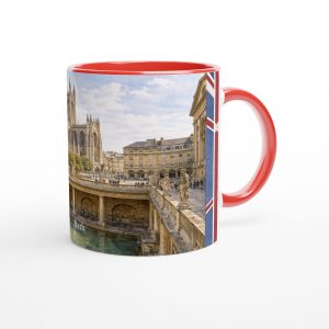 York Aquarell Tasse 330 ml aus der Serie English City Portraits mit Stadtmauer, Altstadt, York Minster und dezenten England-Flaggenelementen
