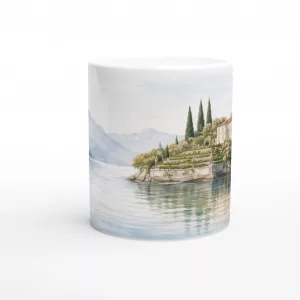 Lago Maggiore Tasse 330ml mit italienischer Villa, Zypressen und ruhiger Seelandschaft als Rundumgrafik