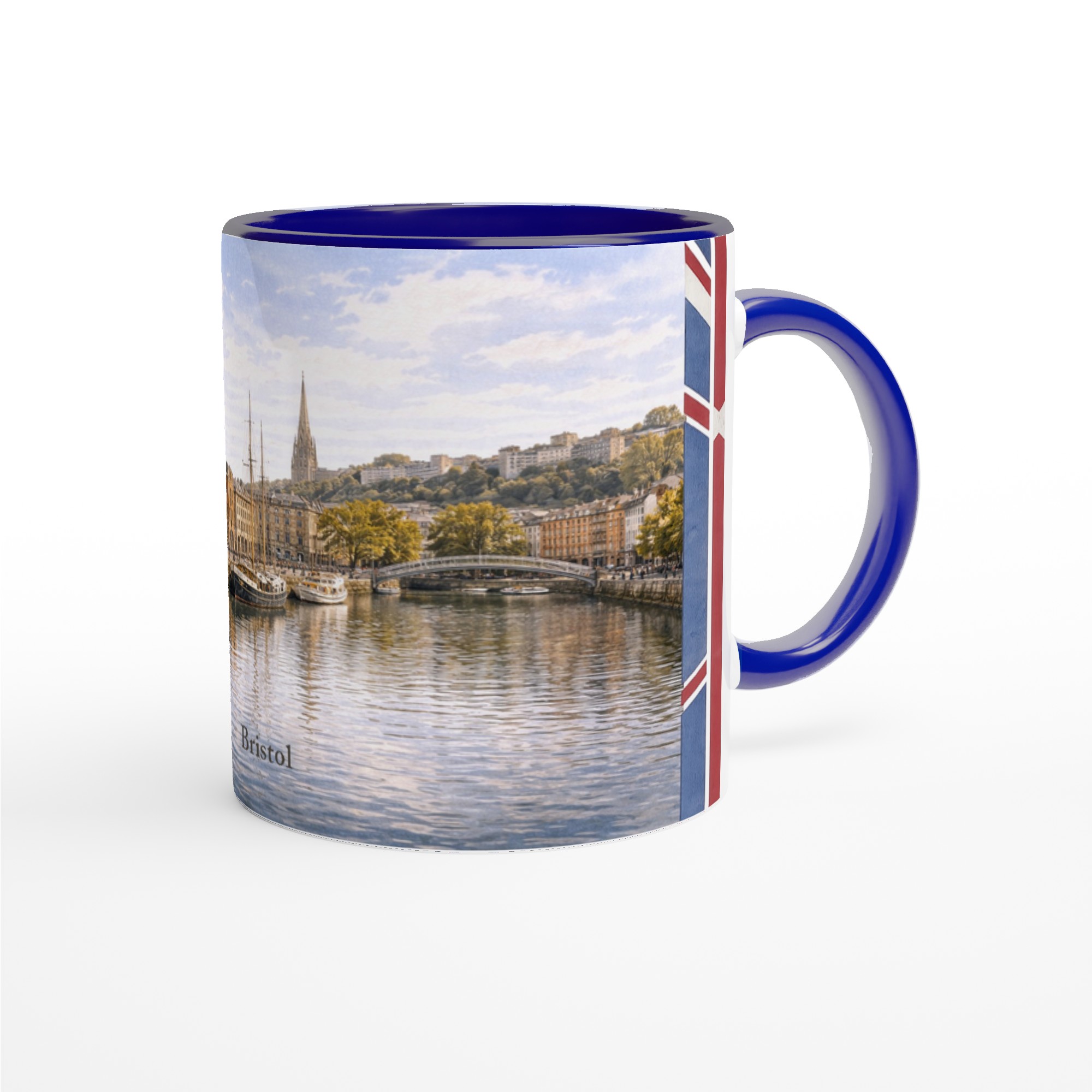 Bristol Aquarell Tasse 330 ml aus der Serie English City Portraits mit Harbourside, Booten, Backsteinarchitektur, Wasser und dezenten England-Flaggenelementen Bristol Aquarell Tasse 330 ml aus der Serie English City Portraits mit Harbourside, Booten, Backsteinarchitektur, Wasser und dezenten England-Flaggenelementen