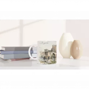 Avignon Tasse 330 ml mit Pont Saint-Bénézet, historischem Stadtbild und ruhiger Flussszene im Aquarellstil