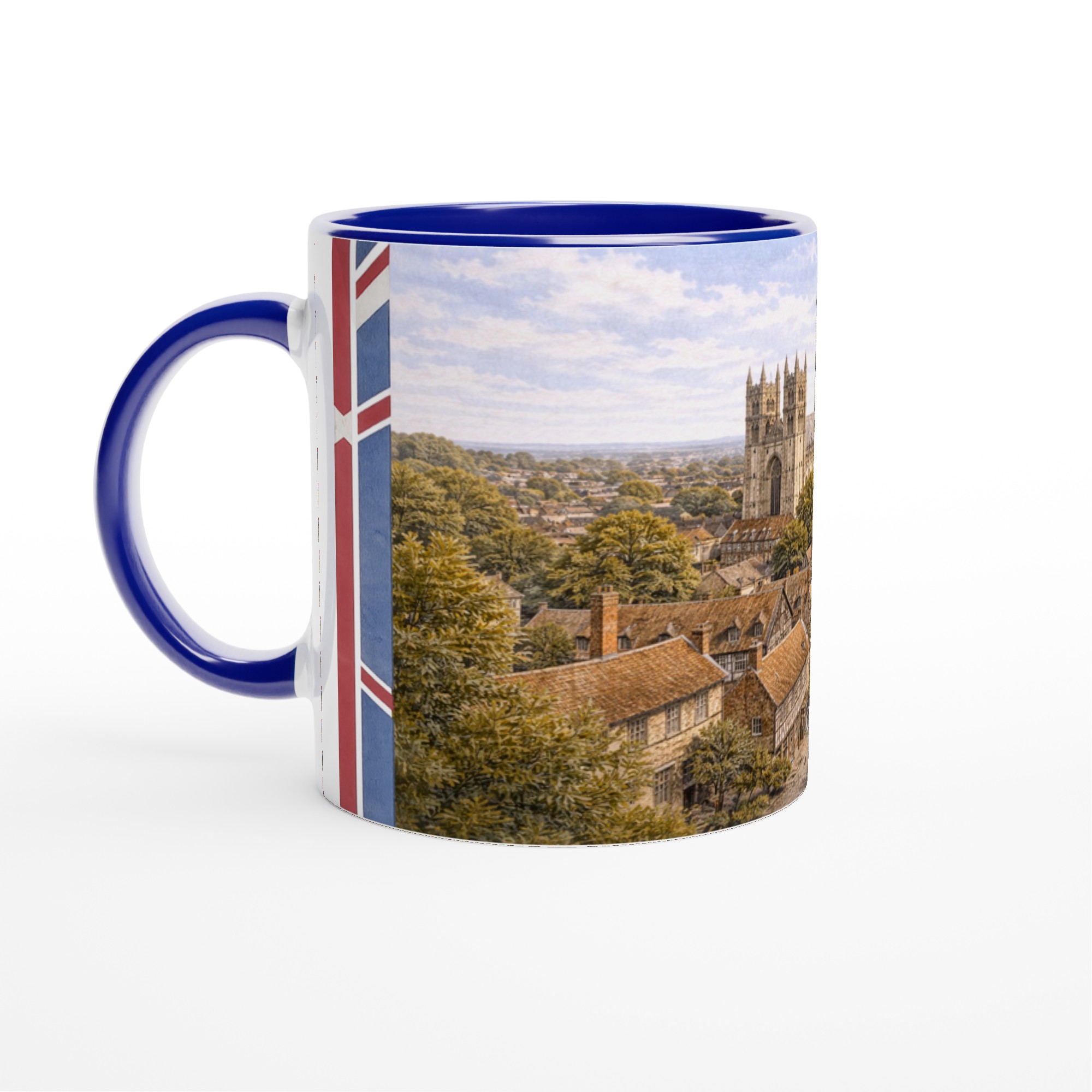 Canterbury Aquarell Tasse 330 ml aus der Serie English City Portraits mit Altstadt, Fachwerkhäusern, Kathedrale und dezenten England-Flaggenelementen Canterbury Aquarell Tasse 330 ml aus der Serie English City Portraits mit Altstadt, Fachwerkhäusern, Kathedrale und dezenten England-Flaggenelementen