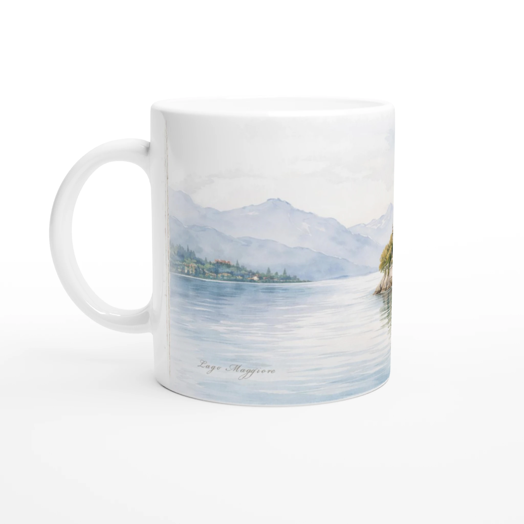 Lago Maggiore Tasse 330ml mit italienischer Villa, Zypressen und ruhiger Seelandschaft als Rundumgrafik Lago Maggiore Tasse 330ml mit italienischer Villa, Zypressen und ruhiger Seelandschaft als Rundumgrafik