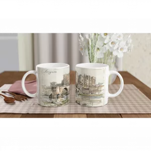 Avignon Tasse 330 ml mit Pont Saint-Bénézet, historischem Stadtbild und ruhiger Flussszene im Aquarellstil