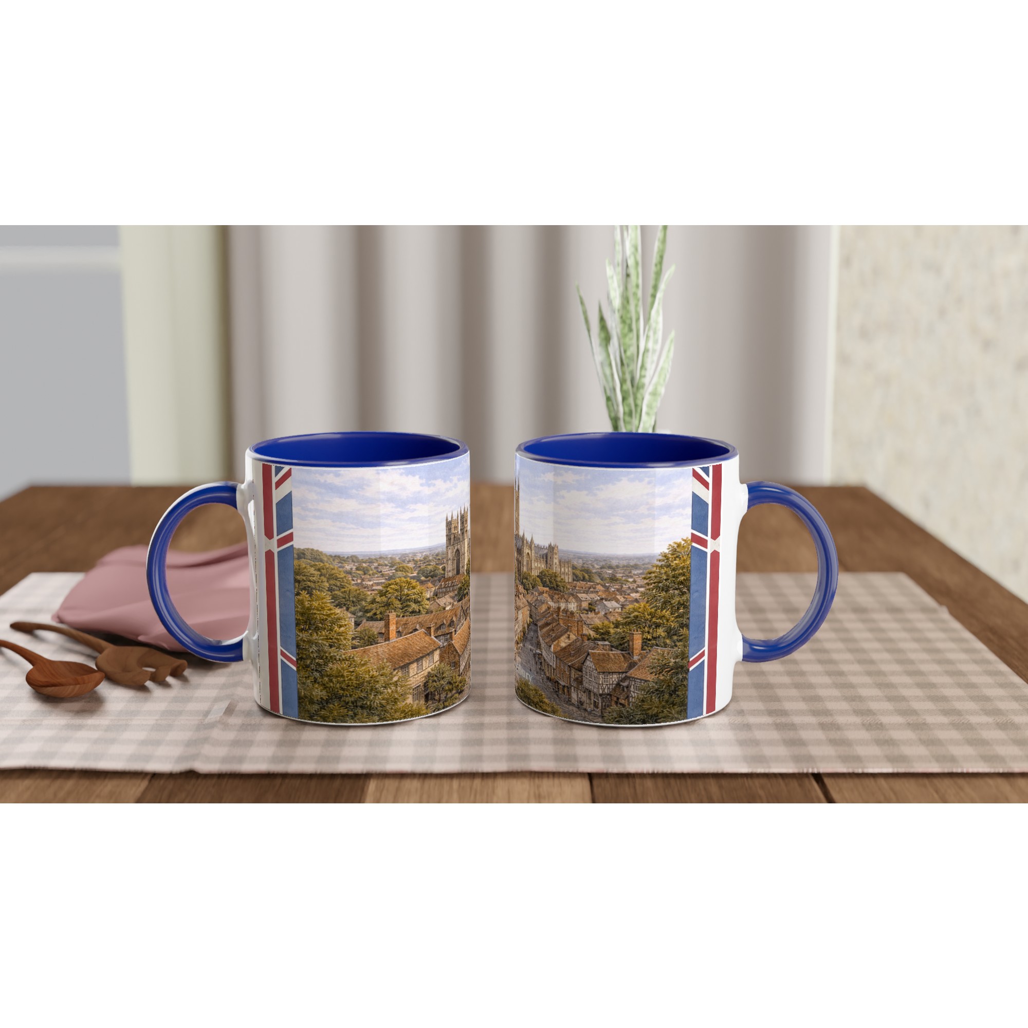 Canterbury Aquarell Tasse 330 ml aus der Serie English City Portraits mit Altstadt, Fachwerkhäusern, Kathedrale und dezenten England-Flaggenelementen Canterbury Aquarell Tasse 330 ml aus der Serie English City Portraits mit Altstadt, Fachwerkhäusern, Kathedrale und dezenten England-Flaggenelementen
