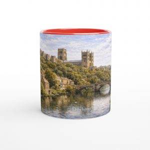 Durham Aquarell Tasse 0,33 l mit handillustrierter englischer Stadtansicht, Flusslandschaft und historischer Architektur