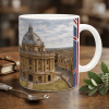 Oxford Aquarell Tasse 330 ml aus der Serie English City Portraits mit Radcliffe Camera, Colleges, Altstadt und dezenten England-Flaggenelementen