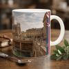 York Aquarell Tasse 330 ml aus der Serie English City Portraits mit Stadtmauer, Altstadt, York Minster und dezenten England-Flaggenelementen