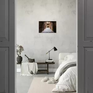 Siena Leinwandbild 60x40 mit historischer Altstadtgasse, Backsteinmauern und Foto von Görgen J Manns