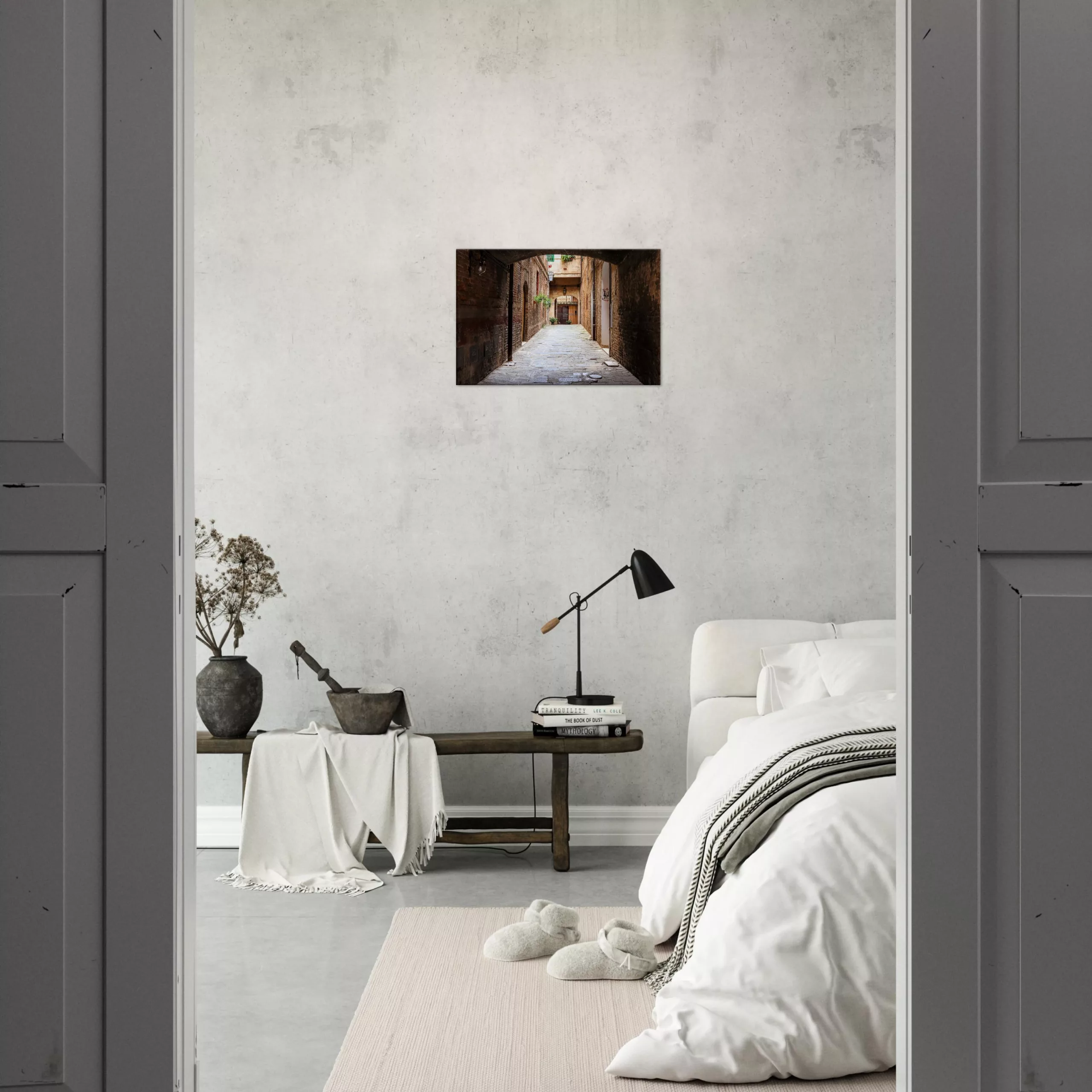 Siena Leinwandbild 60×40 mit historischer Altstadtgasse, Backsteinmauern und Foto von Görgen J Manns Siena Leinwandbild 60x40 mit historischer Altstadtgasse, Backsteinmauern und Foto von Görgen J Manns