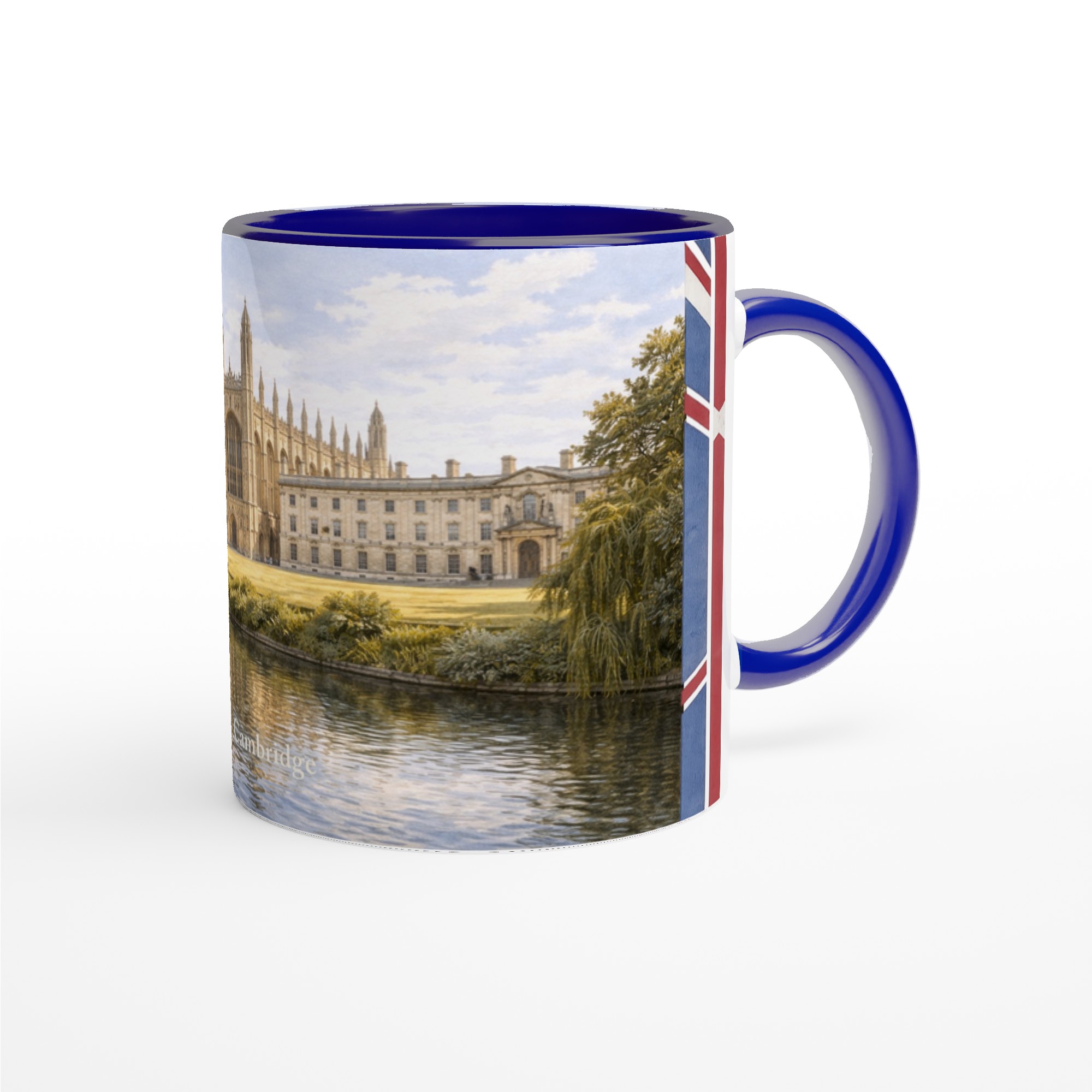 Cambridge Aquarell Tasse 330 ml aus der Serie English City Portraits mit Colleges, River Cam, Altstadt und dezenten England-Flaggenelementen Cambridge Aquarell Tasse 330 ml aus der Serie English City Portraits mit Colleges, River Cam, Altstadt und dezenten England-Flaggenelementen