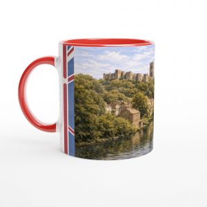 Durham Aquarell Tasse 0,33 l mit handillustrierter englischer Stadtansicht, Flusslandschaft und historischer Architektur