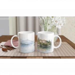 Lago Maggiore Tasse 330ml mit italienischer Villa, Zypressen und ruhiger Seelandschaft als Rundumgrafik