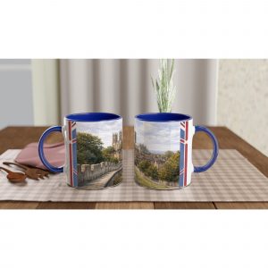 Manchester Aquarell Tasse 330 ml aus der Serie English City Portraits mit Kanal, Backsteinfassaden, Brücke und historischer Industriearchitektur