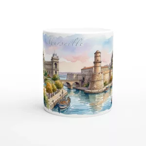 Ihre Marseille Tasse 330 ml bringt mediterranes Hafenlicht mit Wasser, Architektur und südfranzösischer Ruhe auf den Tisch.