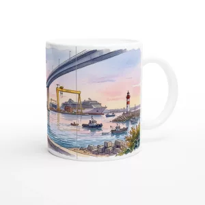 saint nazaire tasse, saint nazaire souvenir, frankreich tasse, hafen tasse frankreich, maritime tasse, leuchtturm tasse, brücke tasse, atlantik tasse, aquarell tasse frankreich, keramikbecher 330 ml, küstenstadt tasse, frankreich souvenir tasse, hafenstadt becher
